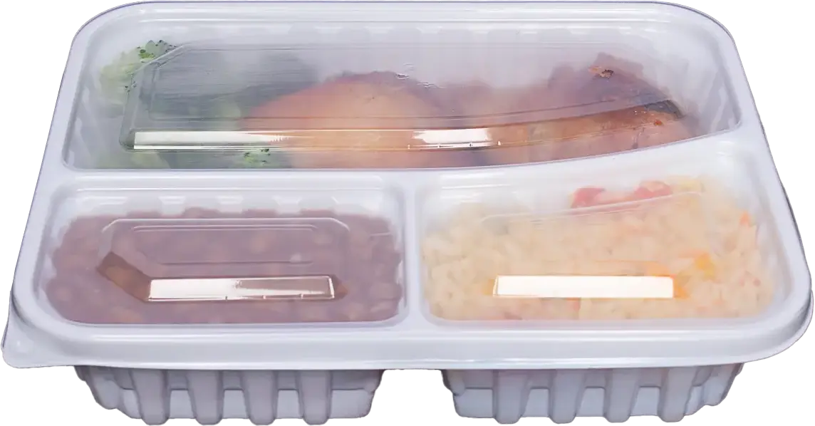 BANDEJA ADVANTY BRANCA 3 DIVISÕES COM TAMPA TRANSPARENTE