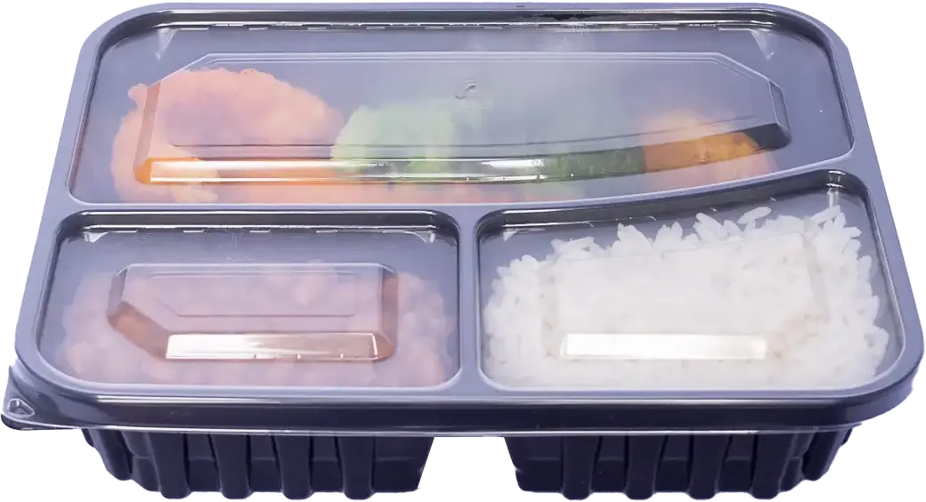 BANDEJA ADVANTY PRETA 3 DIVISÕES COM TAMPA TRANSPARENTE