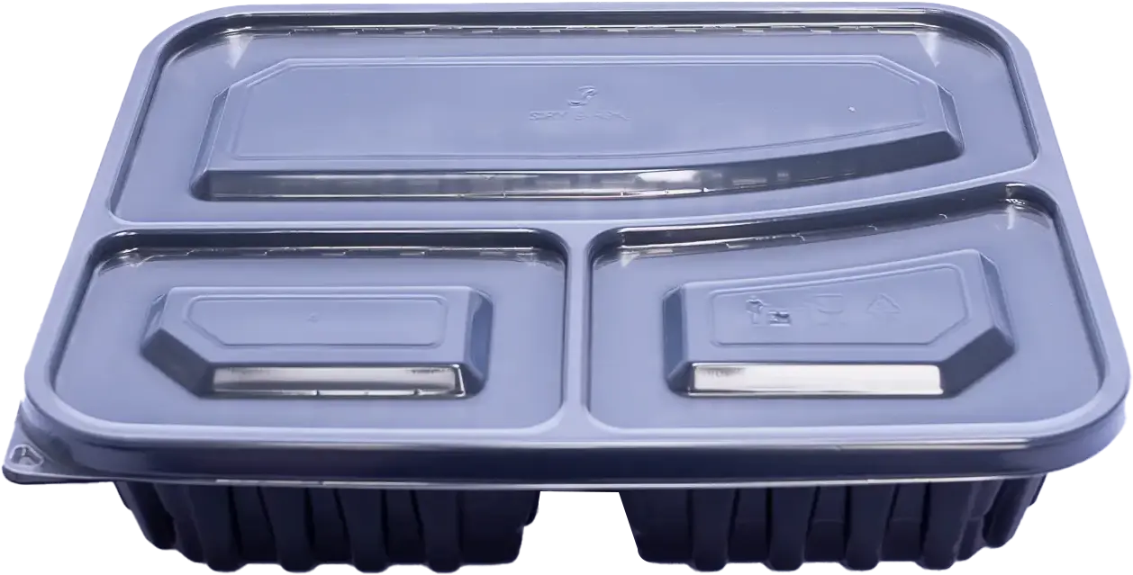 BANDEJA ADVANTY PRETA 3 DIVISÕES COM TAMPA TRANSPARENTE