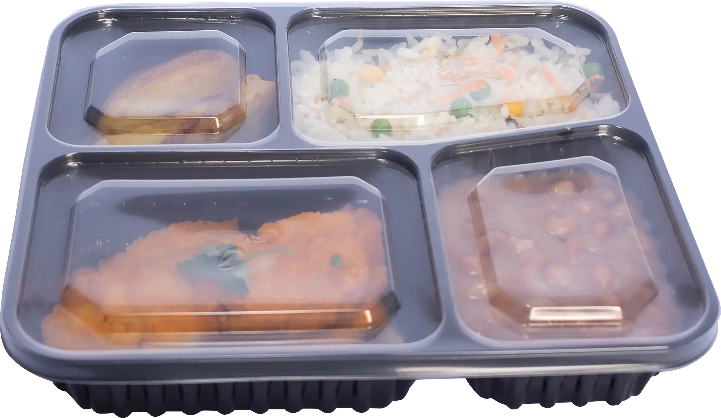 BANDEJA ADVANTY PRETA 4 DIVISÕES COM TAMPA TRANSPARENTE