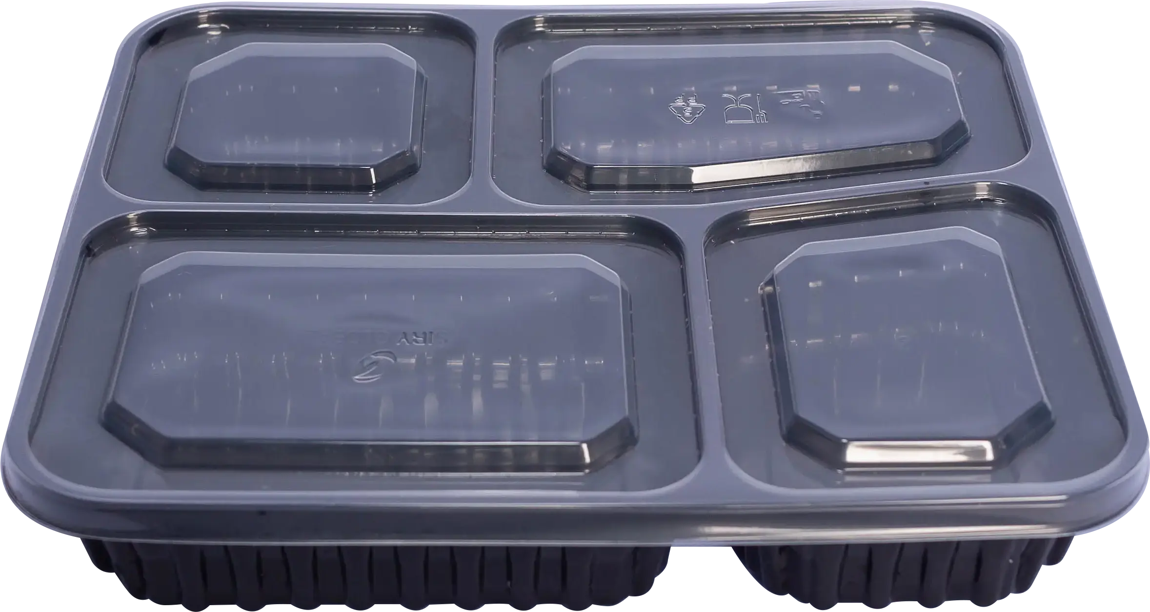 BANDEJA ADVANTY PRETA 4 DIVISÕES COM TAMPA TRANSPARENTE