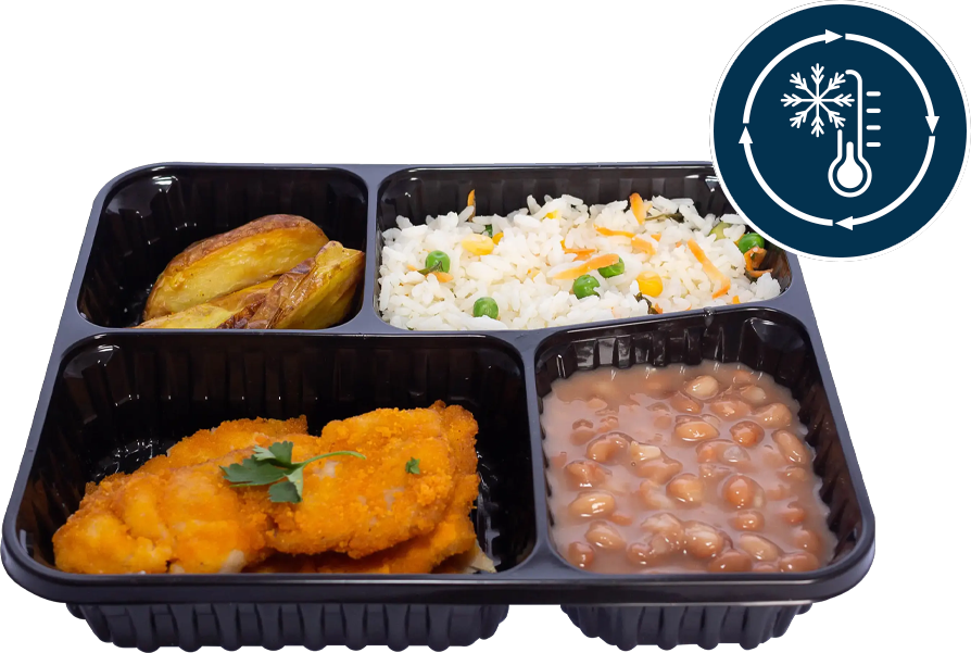 BANDEJA ADVANTY PRETA 4 DIVISÕES COM TAMPA TRANSPARENTE